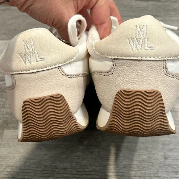 Madewell White and Tan Sneakers 7.5 Neutral Aesthetic - Picture 7 of 11